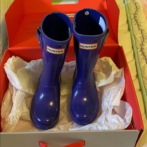 Size 12 kids electric blue hunter rain boots
